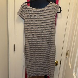 Banana Republic Stretch Grey Ruffle Dress with cap sleeves, like new size small